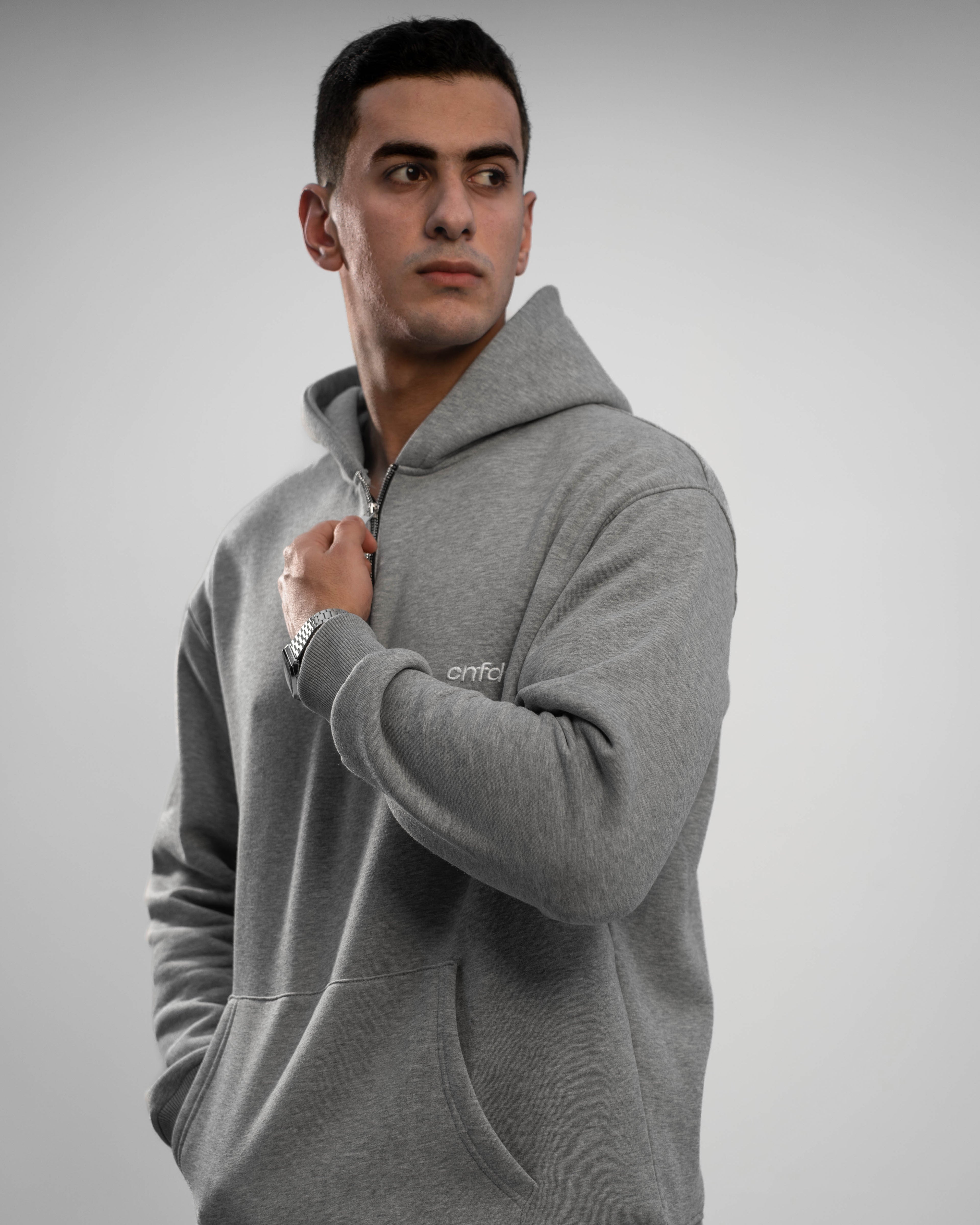 Gray Quarter Zipper Hoodie