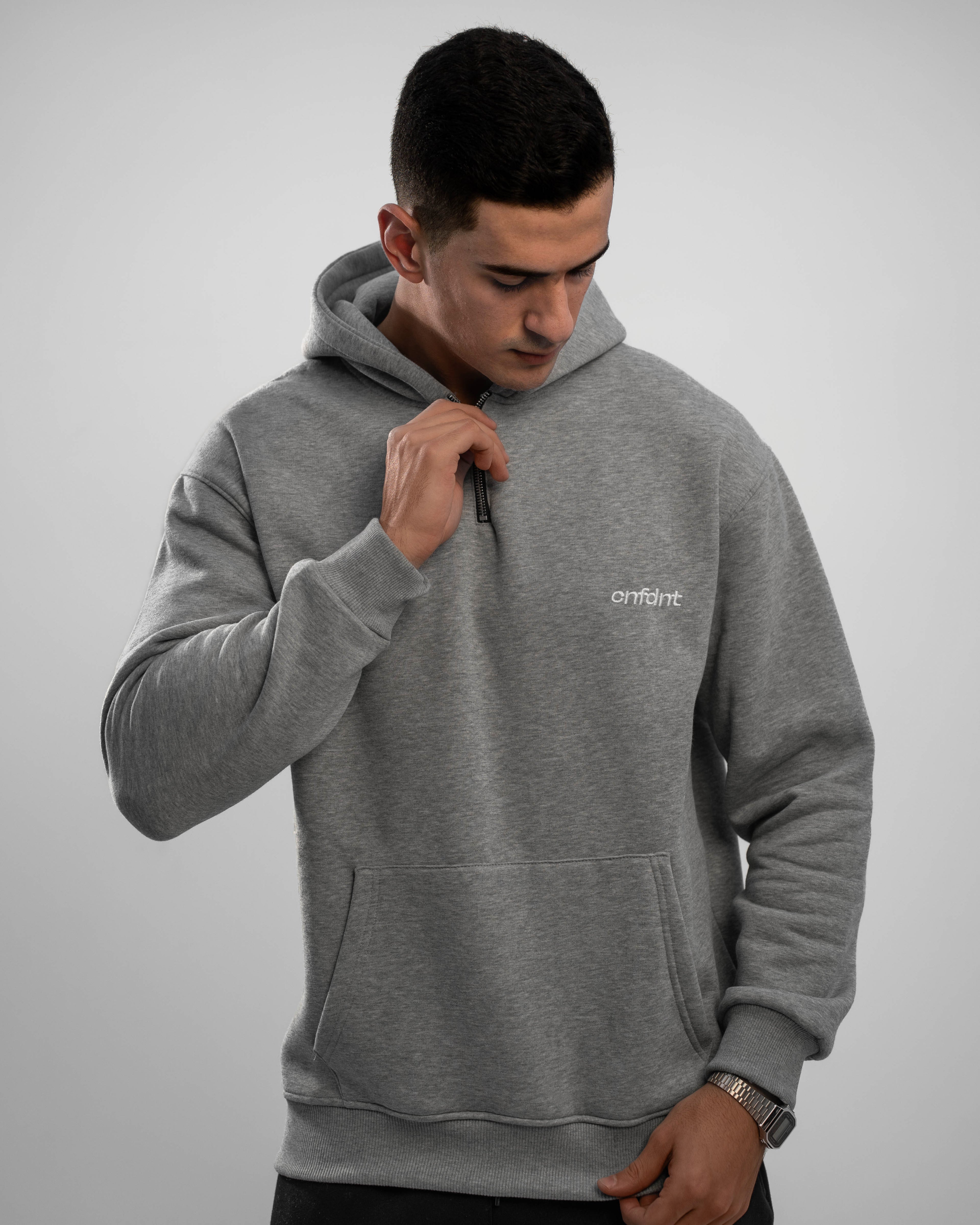 Gray Quarter Zipper Hoodie